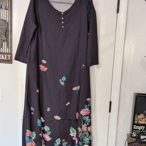 Unk Black Floral Long Sleeve Dress